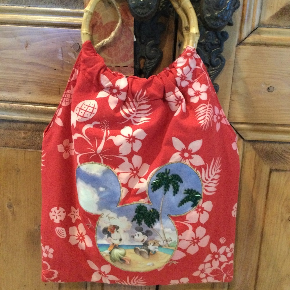 Mickey and Minnie Mouse Red and White Hawaiian Flower Purse